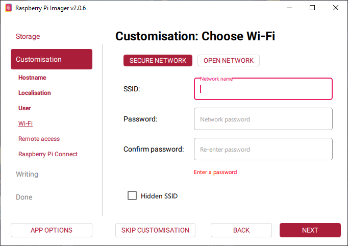 Customization: Choose Wi-Fi