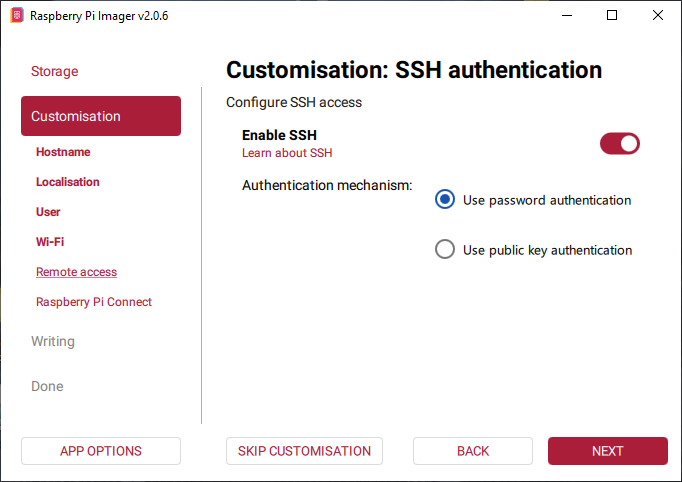 Customization: SSH authentication